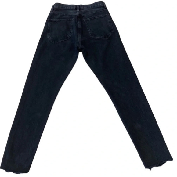 Agolde Jamie Black Wash Distressed High Rise Organic Cotton Jeans Size 24 - Picture 4 of 10
